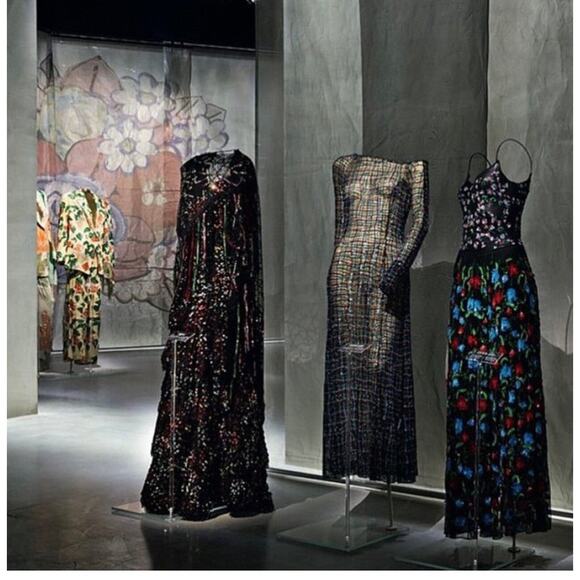 Giorgio Armani 1990’s Black Multicolor Net Hand Beaded Gown Dress Size IT 38 - Picture 4 of 10